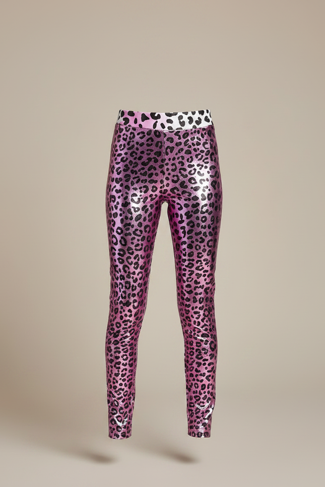 Pantalon Leopard Brillant - Rose Simili cuir - vue 3