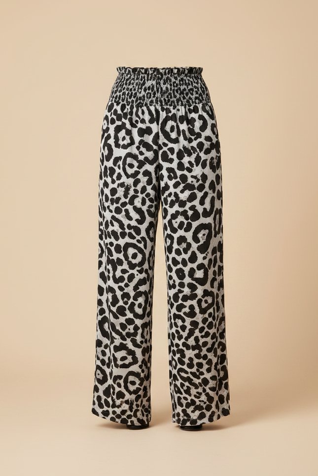 Pantalon Léopard Ample Imprimé Gris Fluide Femme - Viscose - vue 3