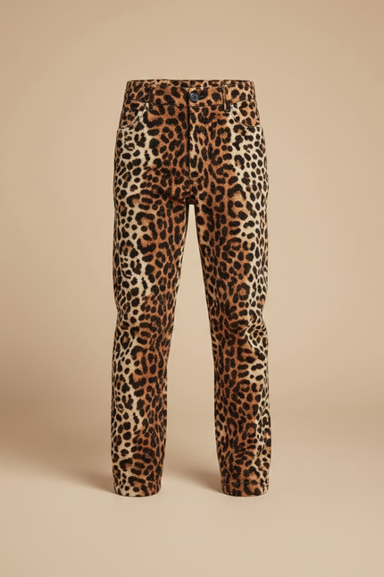 Pantalon Léopard Enfant Marron Imprimé Décontracté - Velours - vue 3
