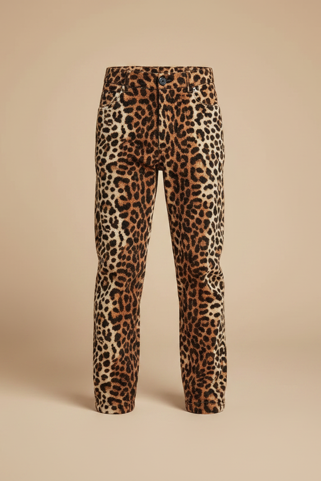 Pantalon Léopard Enfant Marron Imprimé Décontracté - Velours - vue 3