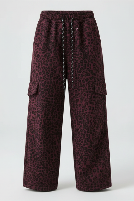 Pantalon Léopard Cargo Ample Bordeaux Enfant - Molleton - vue 3