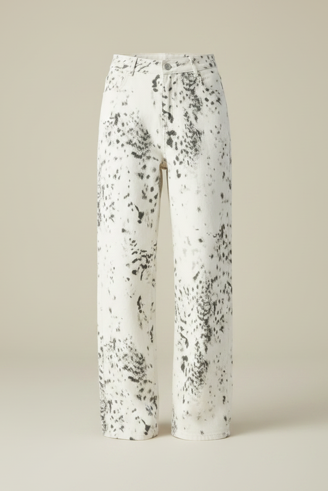 Pantalon Léopard Ample Imprimé Délavé Streetwear Femme - Jean - vue 3