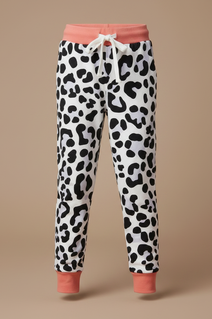 Pantalon Léopard Enfant Blanc Noir Confortable Coton - Imprimé Molleton - vue 3