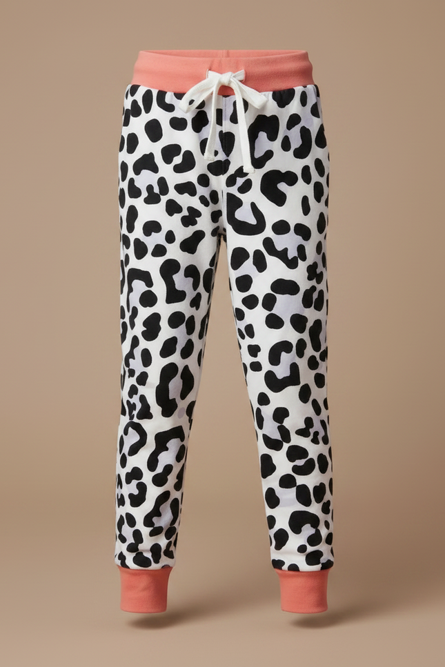 Pantalon Léopard Enfant Blanc Noir Confortable Coton - Imprimé Molleton - vue 3