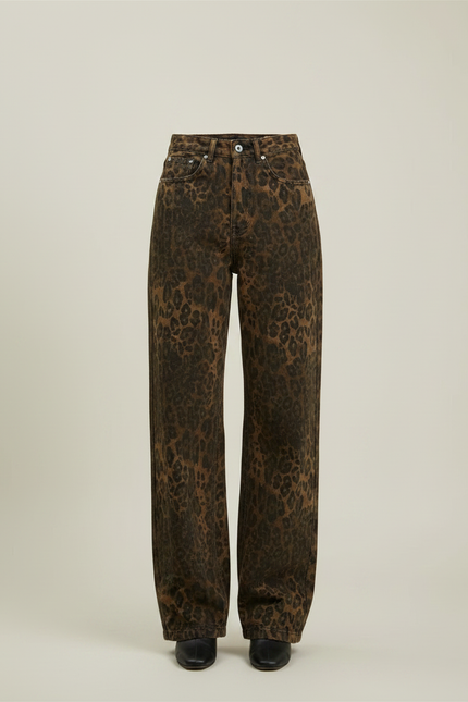 Pantalon Léopard Marron Ample Décontracté Femme - Jean - vue 3