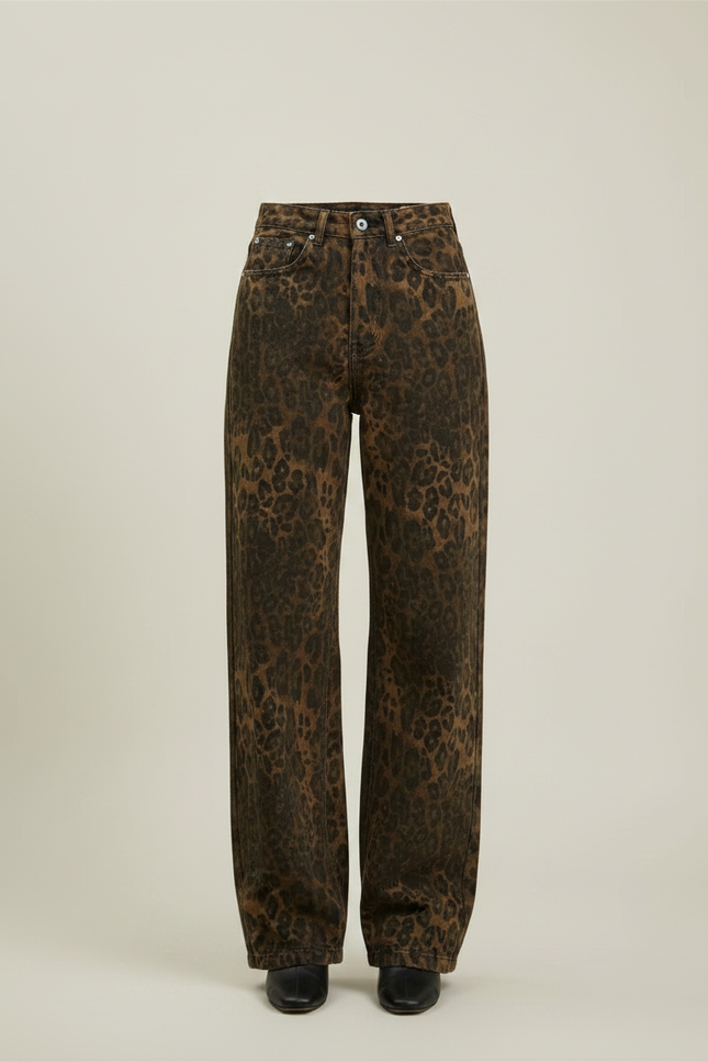 Pantalon Léopard Marron Ample Décontracté Femme - Jean - vue 3