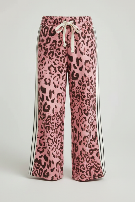 Pantalon Léopard Rose Ample Imprimé Sport Décontracté - Molleton - vue 3