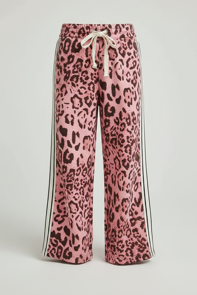 Pantalon Léopard Rose Ample Imprimé Sport Décontracté - Molleton - vue 3