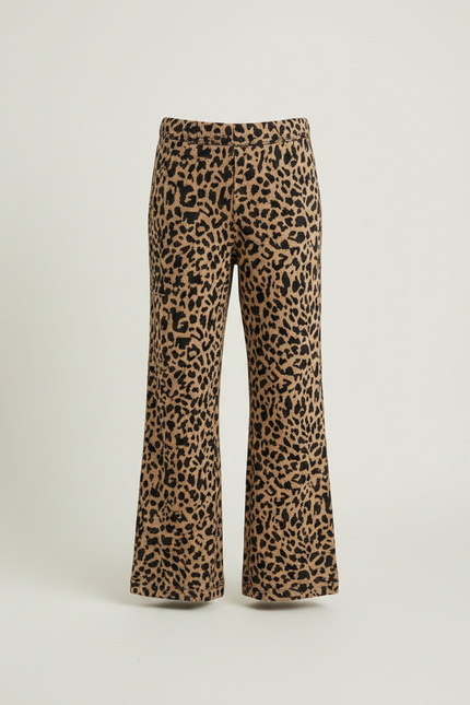 Pantalon Léopard Évasé Marron Imprimé Confortable Fille - Molleton - vue 3