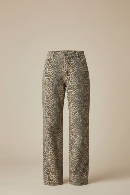 Pantalon Large Fluide Leopard - Imprimé Jean - vue 3