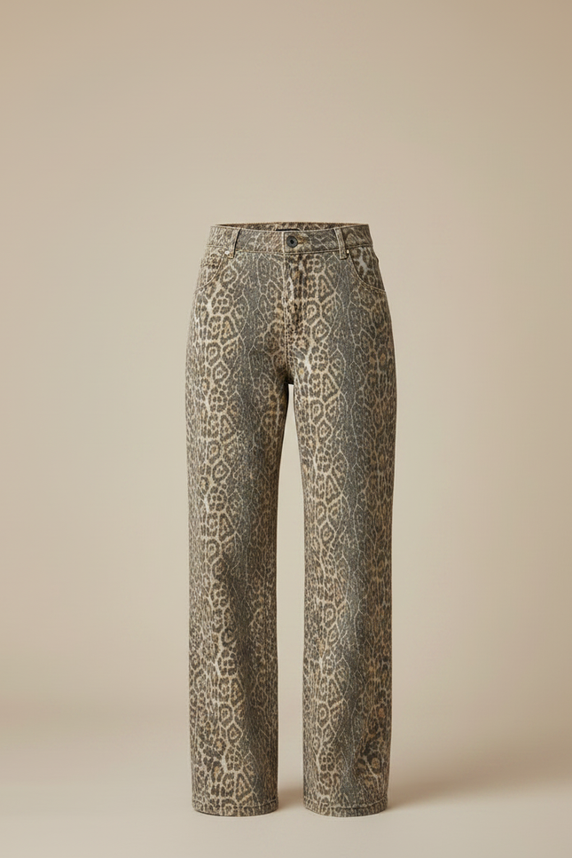 Pantalon Large Fluide Leopard - Imprimé Jean - vue 3