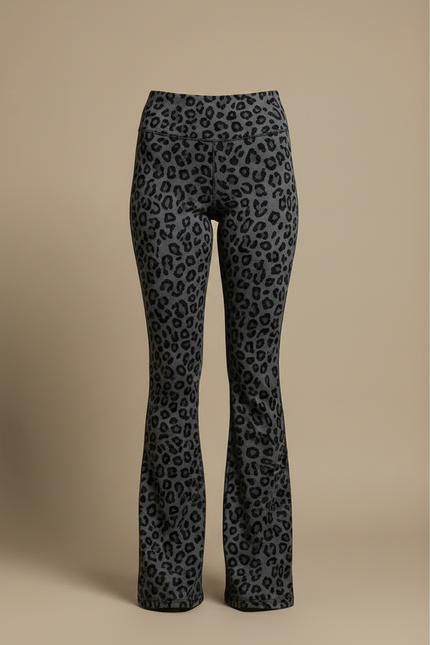 Pantalon Léopard Gris Évasé Imprimé Animal Confortable Femme - Molleton - vue 3
