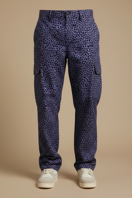 Pantalon Léopard Violet Cargo Ample Imprimé Homme - Coton - vue 3