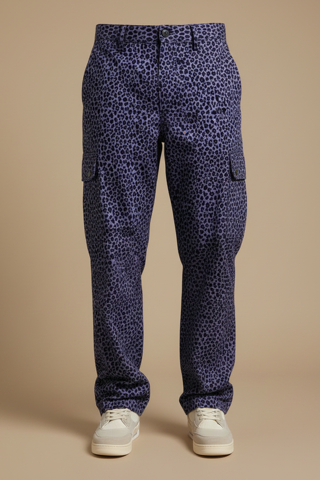 Pantalon Léopard Violet Cargo Ample Imprimé Homme - Coton - vue 3