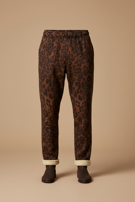 Pantalon Léopard Marron Imprimé Molleton Homme - vue 3
