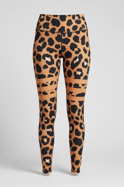 Pantalon Léopard Taille Haute Slim Fit Imprimé Marron - Polyester - vue 3