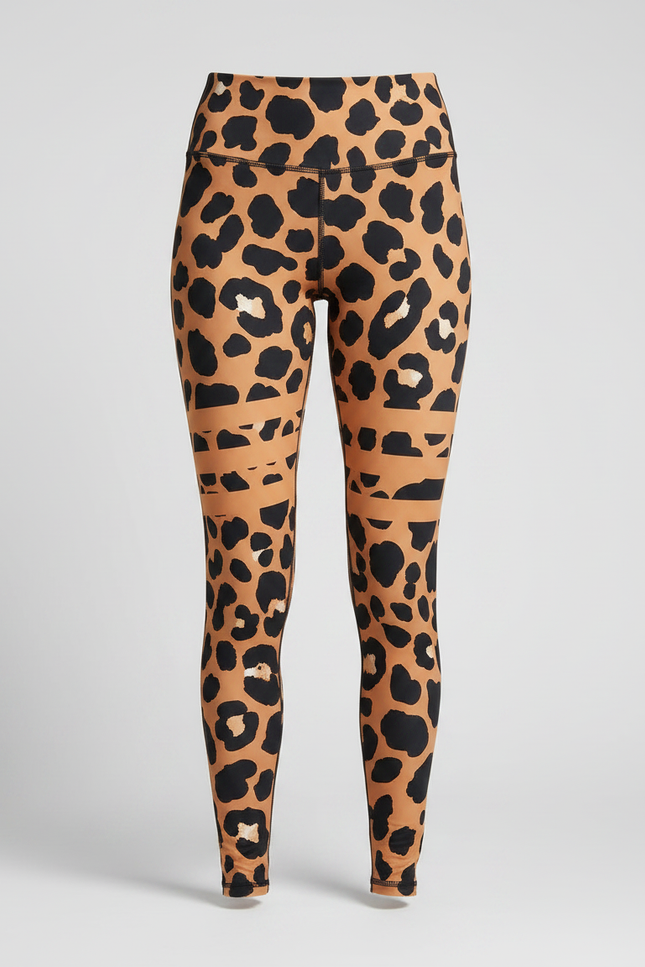Pantalon Léopard Taille Haute Slim Fit Imprimé Marron - Polyester - vue 3