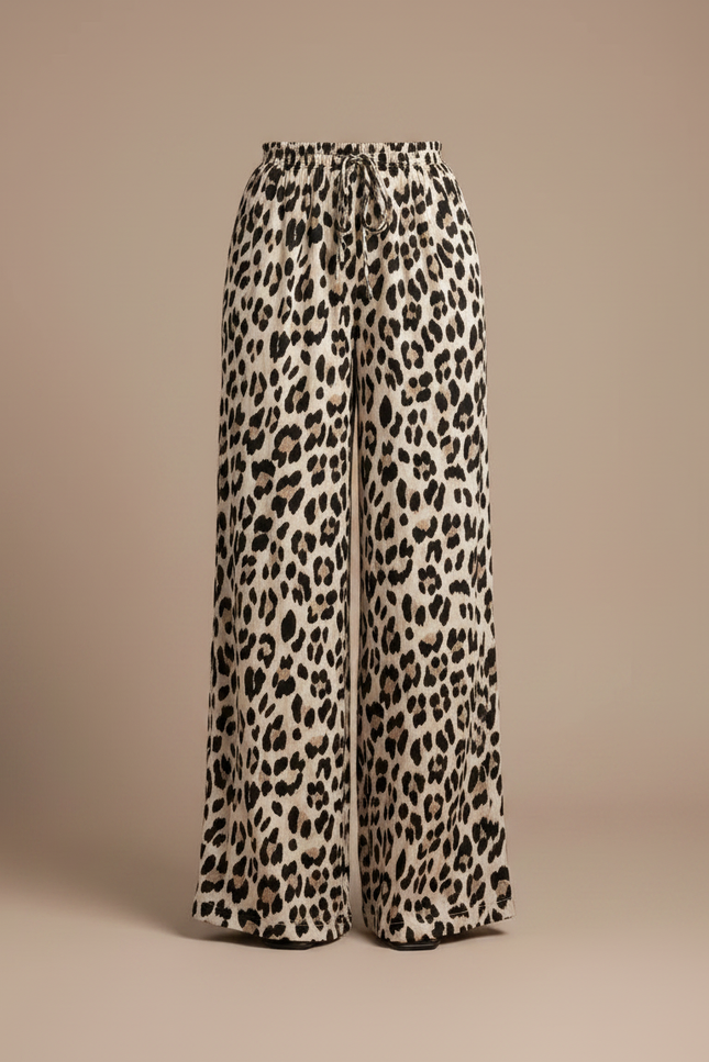 Pantalon Léopard Fluide Imprimé Animal Ample Décontracté - Viscose - vue 3
