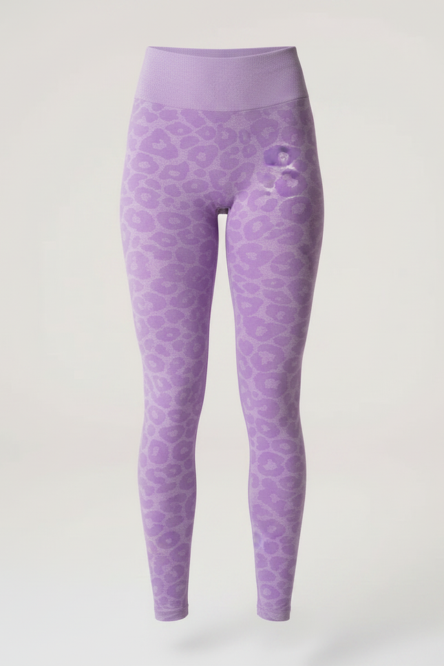 Pantalon Léopard Violet Sans Couture Imprimé Animal Fitness - Maille - vue 3