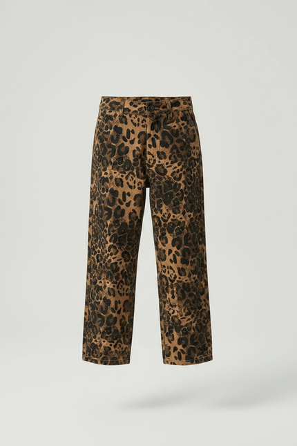 Pantalon Léopard Ample Marron Imprimé Garçon Coton - vue 3