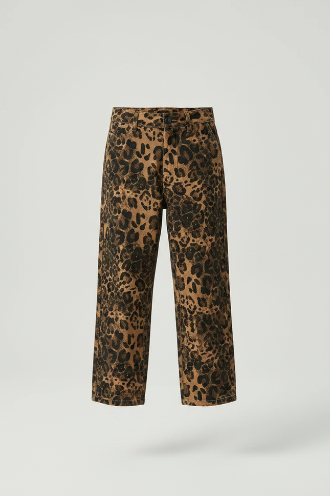 Pantalon Léopard Ample Marron Imprimé Garçon Coton - vue 3