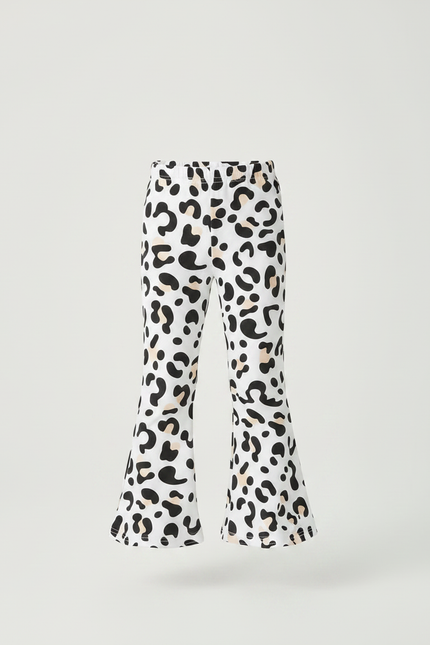 Pantalon Léopard Blanc Évasé Imprimé Enfant Confortable - Maille - vue 3