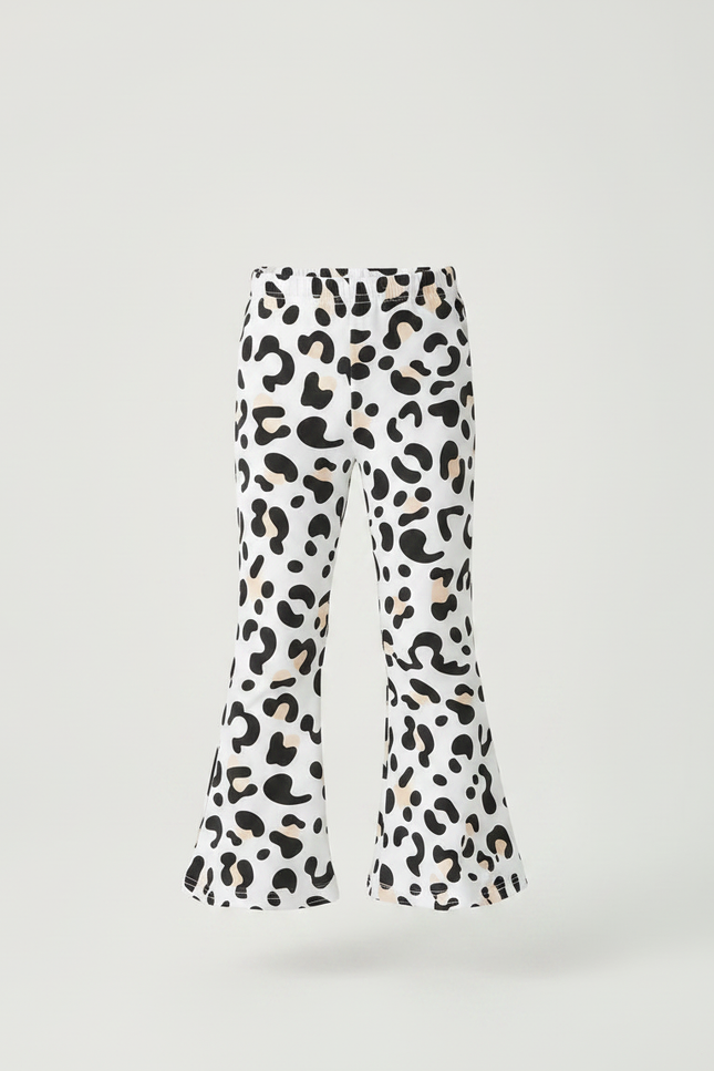 Pantalon Léopard Blanc Évasé Imprimé Enfant Confortable - Maille - vue 3