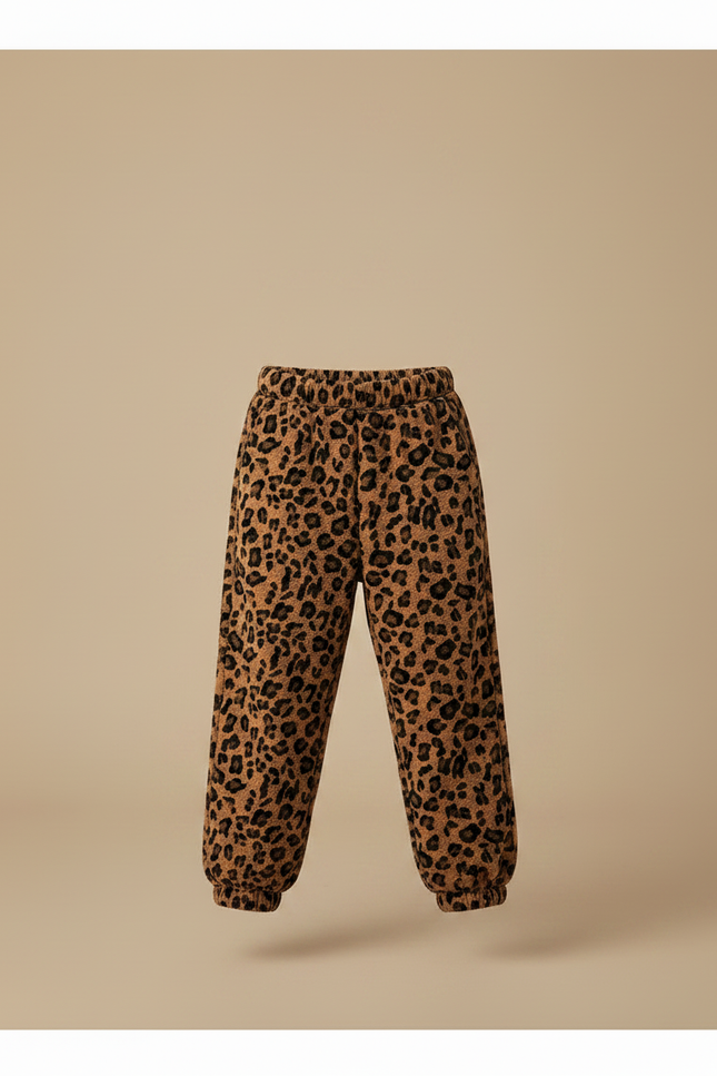 Pantalon Léopard Enfant Molleton Doux Ample Marron - vue 3