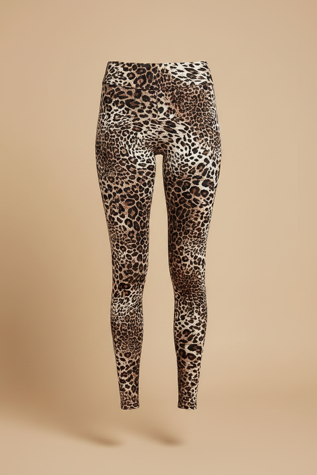 Pantalon Léopard Marron Imprimé Moulant Stretch Femme - Polyester - vue 3