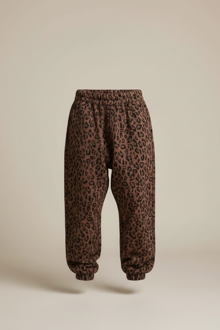 Pantalon Léopard Ample Marron Imprimé Molletonné Enfant - vue 3
