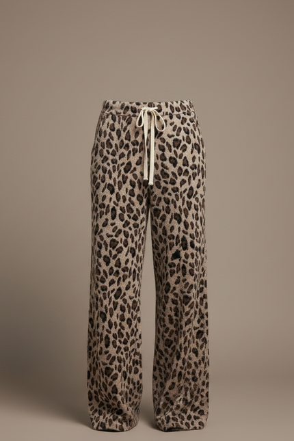 Pantalon Léopard Ample Velours Imprimé Décontracté Femme - Maille - vue 3