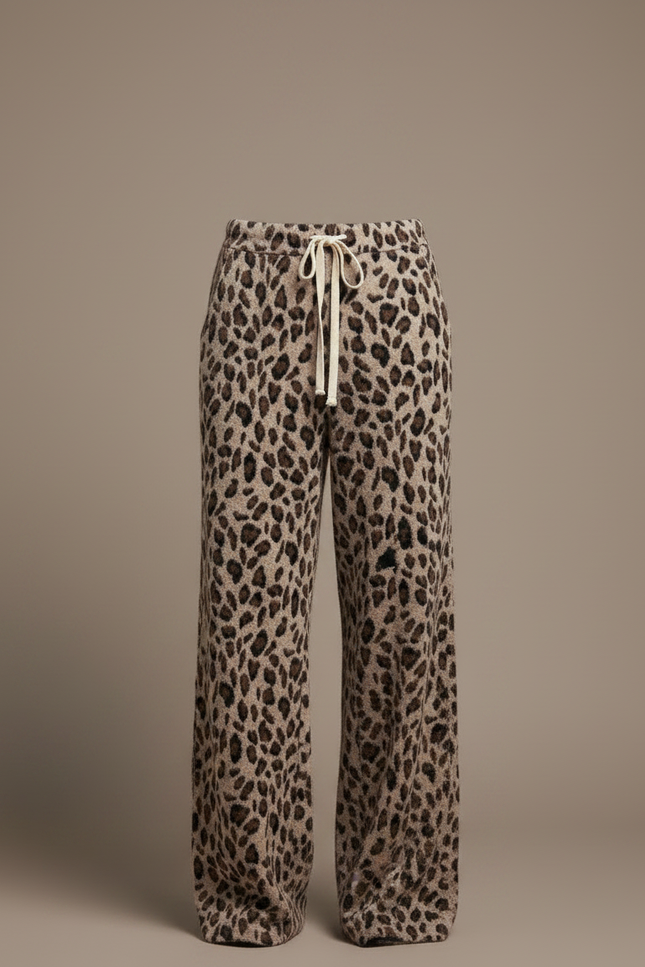 Pantalon Léopard Ample Velours Imprimé Décontracté Femme - Maille - vue 3