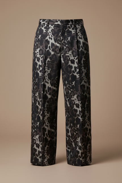 Pantalon Léopard Ample Imprimé Gris Décontracté Homme - Satin - vue 3