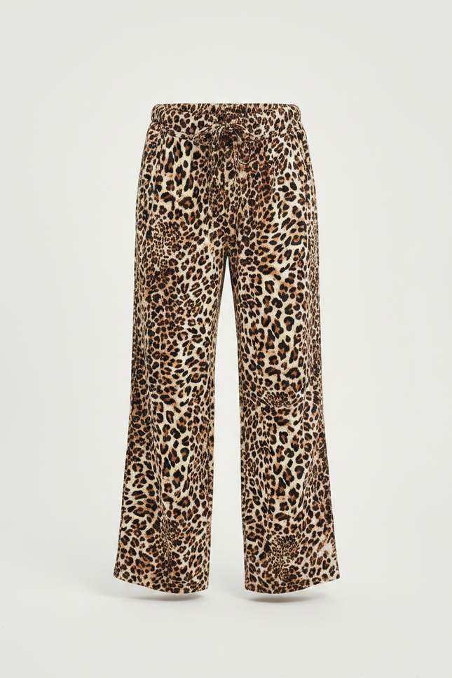Pantalon Léopard Ample Fluide Imprimé Décontracté Garçon - Viscose - vue 3
