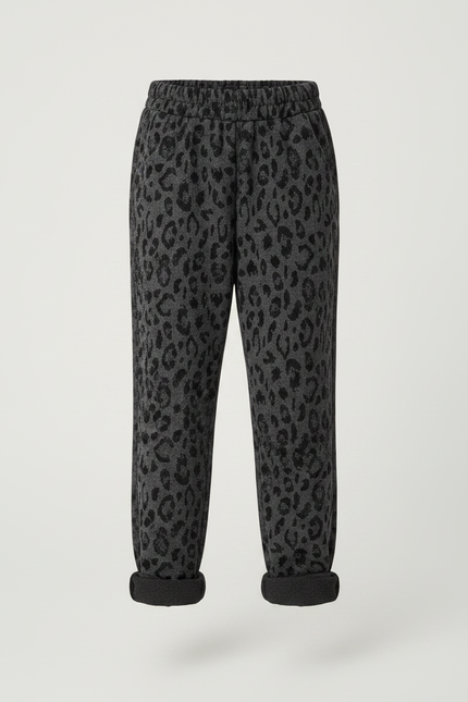 Pantalon Léopard Gris Foncé Ample Molletonné Enfant - vue 3