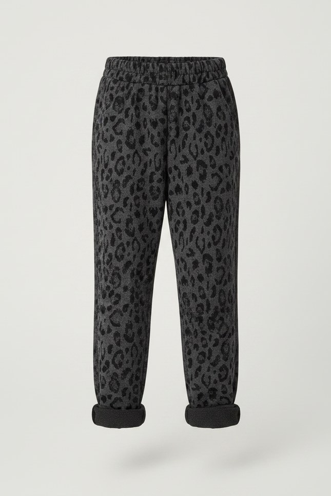 Pantalon Léopard Gris Foncé Ample Molletonné Enfant - vue 3