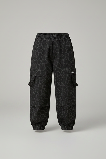 Pantalon Léopard Cargo Ample Molletonné Enfant - Imprimé - vue 3