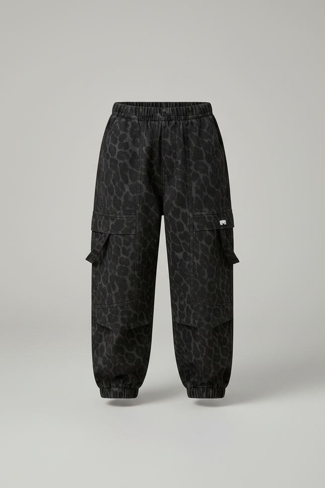 Pantalon Léopard Cargo Ample Molletonné Enfant - Imprimé - vue 3