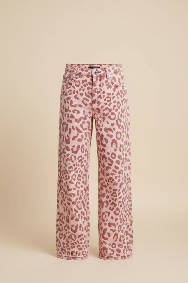 Pantalon Léopard Rose Ample Denim Imprimé Fille - Jean - vue 3