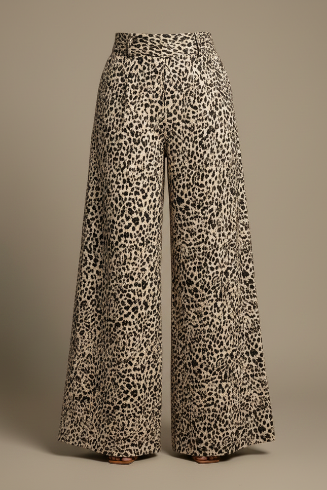 Pantalon Léopard Fluide Ample Taille Haute Femme - Imprimé Viscose - vue 3