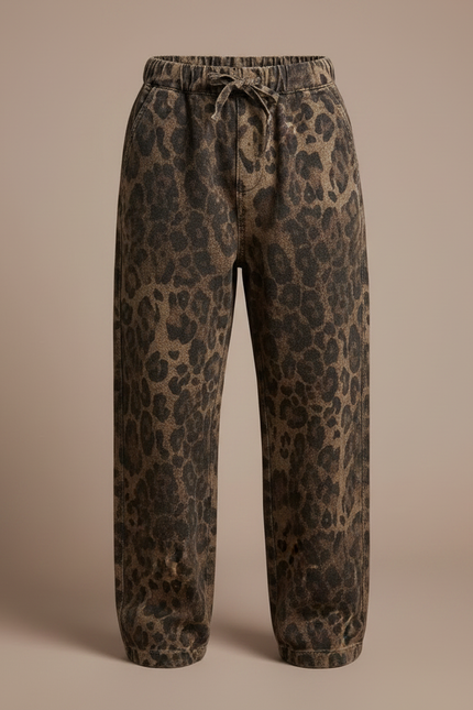 Pantalon Léopard Ample Imprimé Marron Décontracté Enfant - Molleton - vue 3