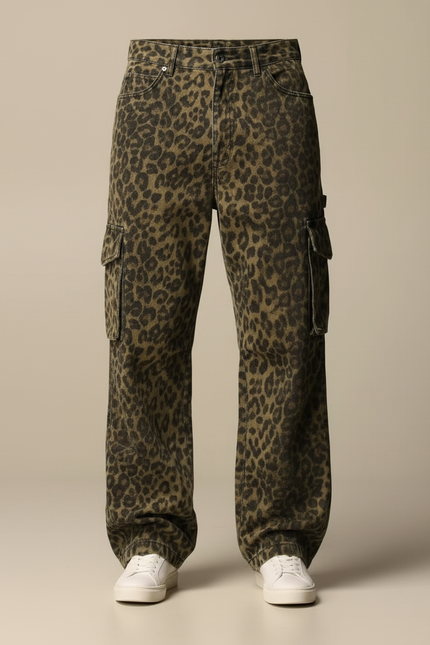 Pantalon Léopard Cargo Ample Imprimé Streetwear Homme - Toile - vue 3