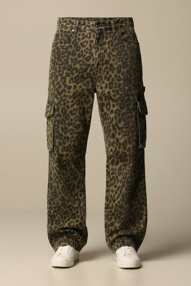 Pantalon Léopard Cargo Ample Imprimé Streetwear Homme - Toile - vue 3