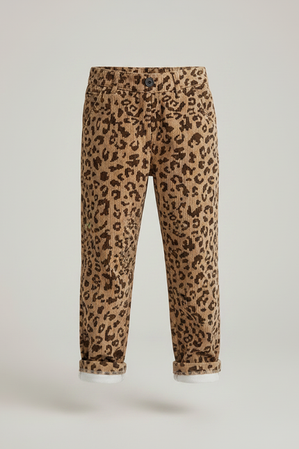 Pantalon Velour Leopard - Camel Cordé - vue 3