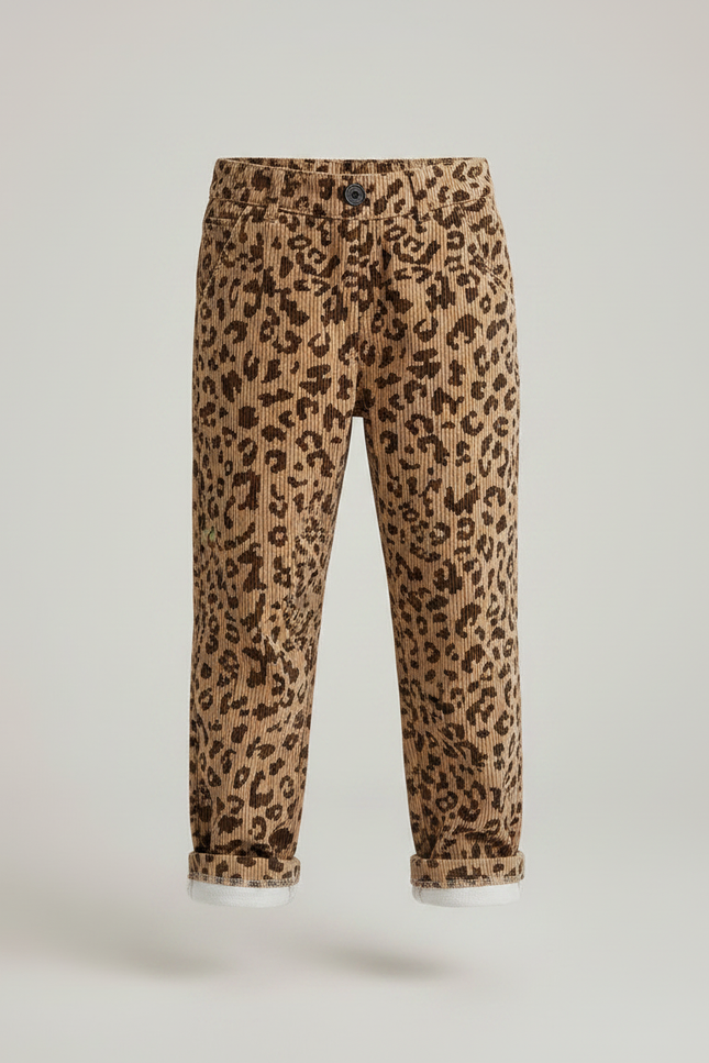 Pantalon Velour Leopard - Camel Cordé - vue 3