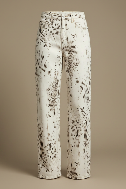 Pantalon Léopard Blanc Imprimé Ample Décontracté - Jean - vue 3