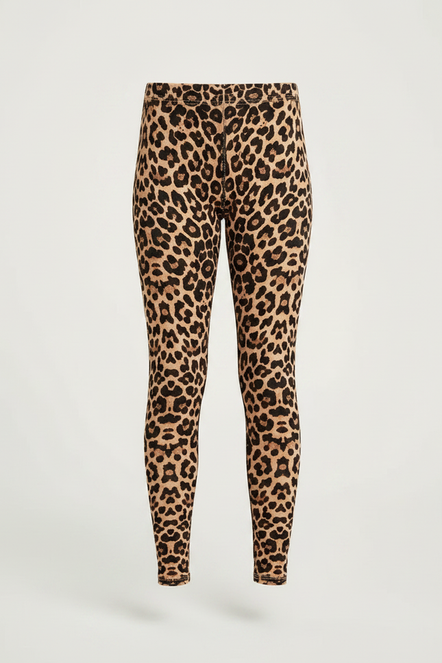 Pantalon Léopard Marron Imprimé Slim Confortable Fille - Polyester - vue 3