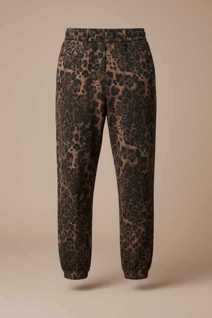 Pantalon Léopard Marron Ample Imprimé Streetwear Homme - Molleton - vue 3