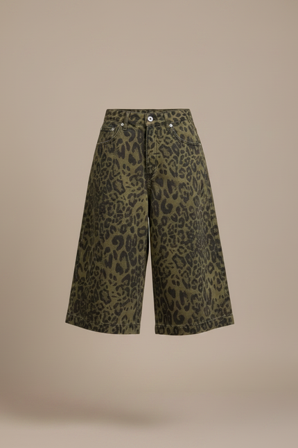 Pantalon Léopard Vert Ample Imprimé Streetwear Femme - Kaki Jean - vue 3