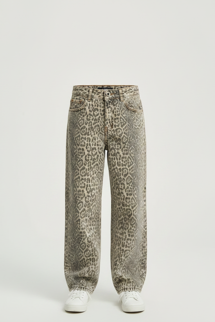 Pantalon Léopard Ample Imprimé Délavé Enfant - Jean - vue 3